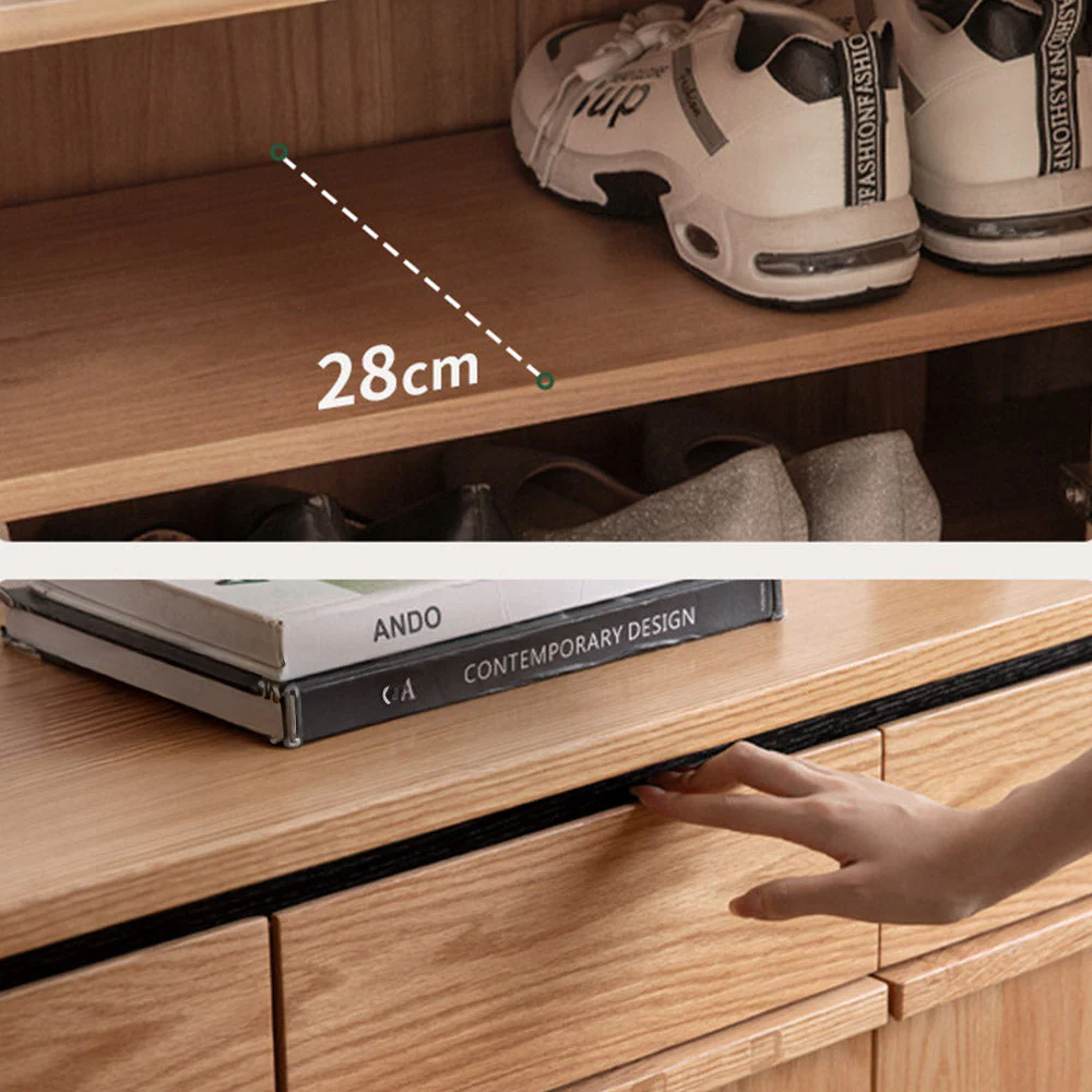 Enna Natural Solid Oak Shoe Cabinet - Image 10
