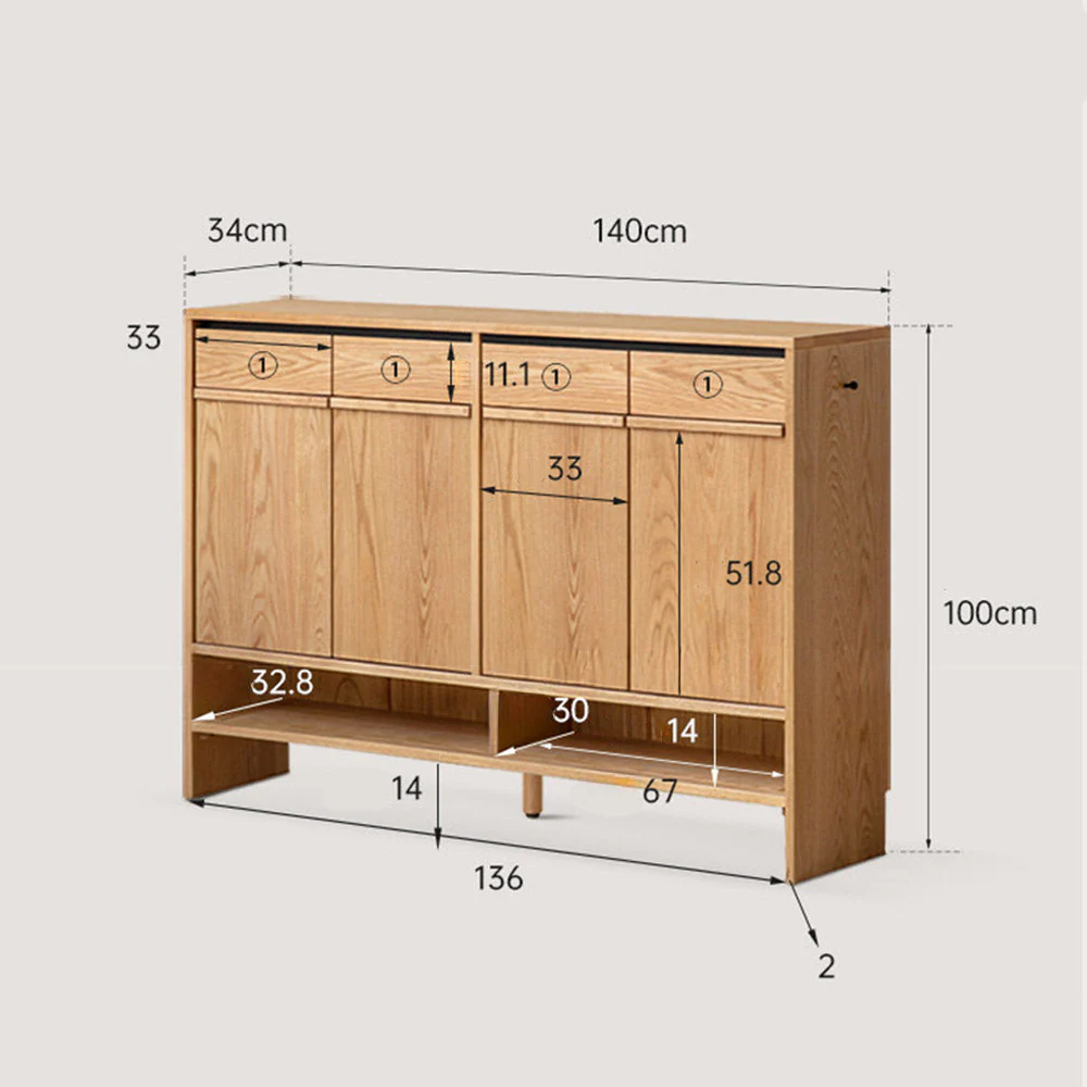Enna Natural Solid Oak Shoe Cabinet - Image 14