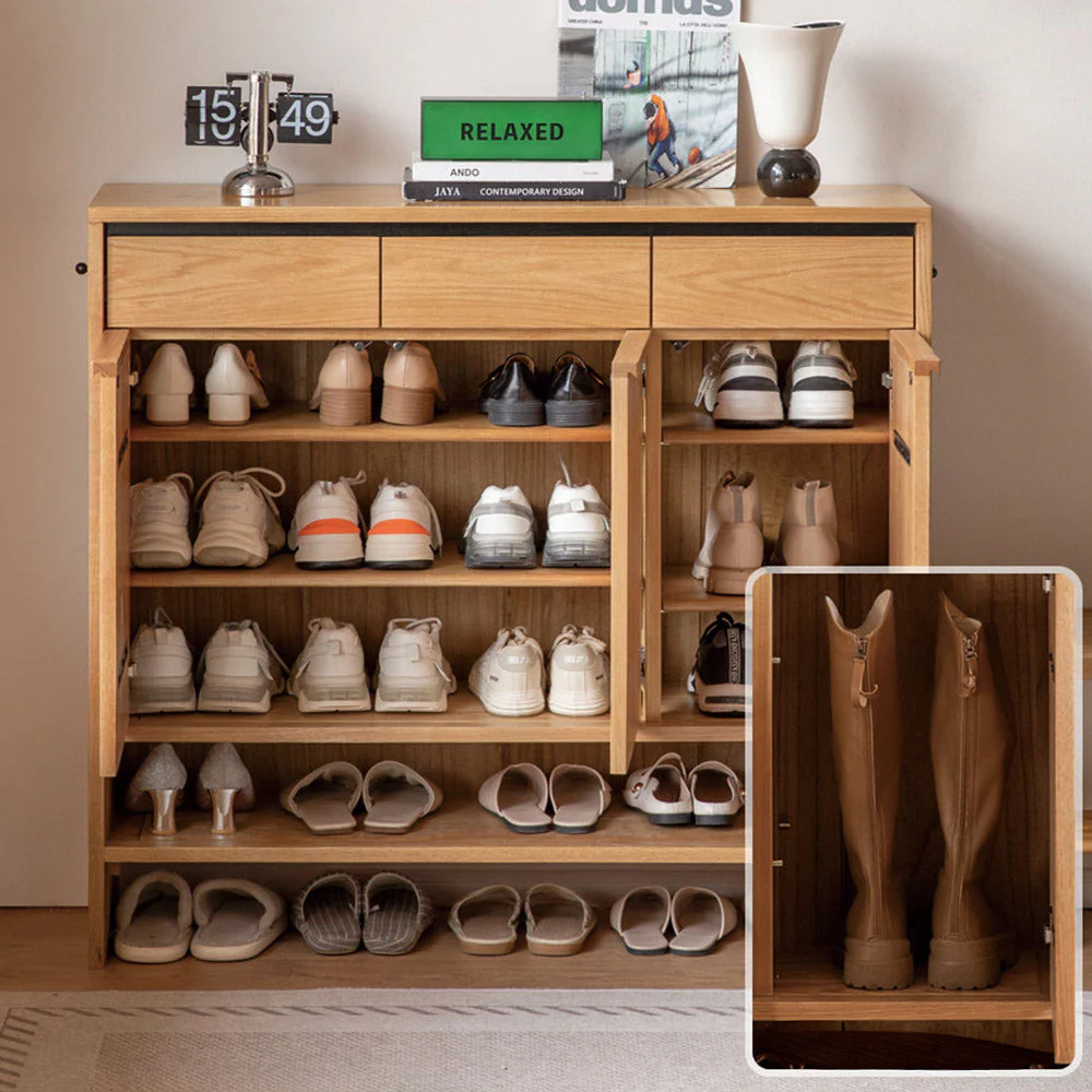 Enna Natural Solid Oak Shoe Cabinet - Image 3
