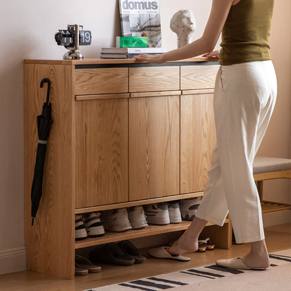 Enna Natural Solid Oak Shoe Cabinet - Image 4