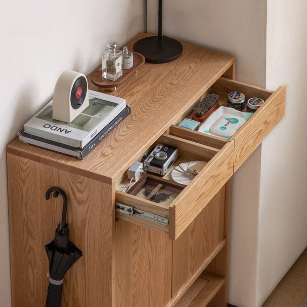 Enna Natural Solid Oak Shoe Cabinet - Image 6