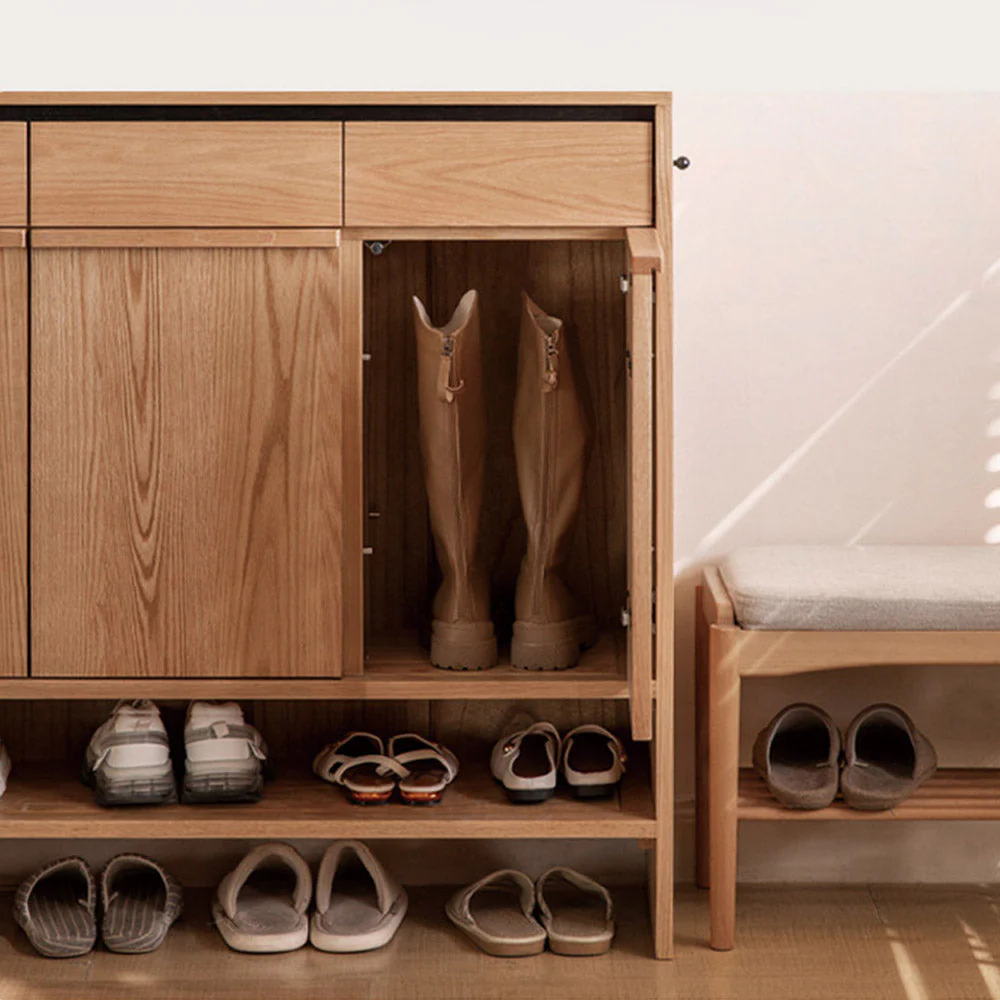 Enna Natural Solid Oak Shoe Cabinet - Image 8