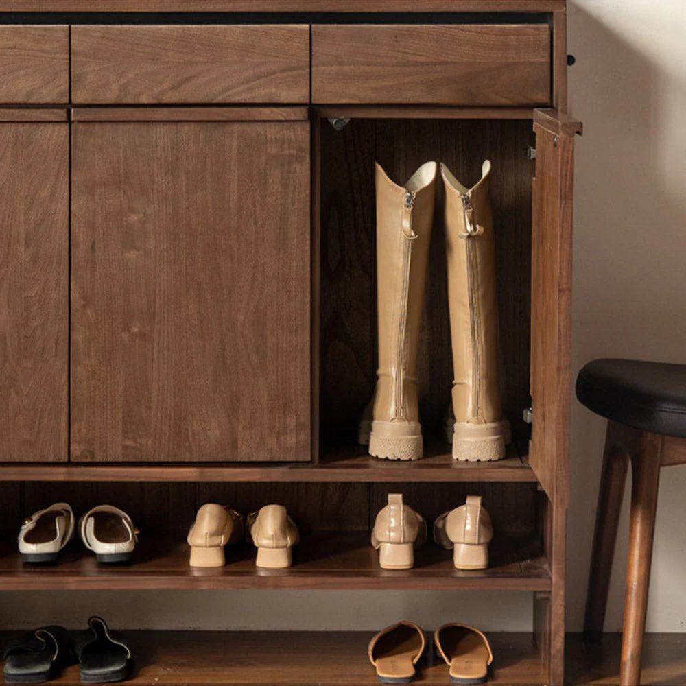 Enna Natural Solid Walnut Shoe Cabinet - Image 10