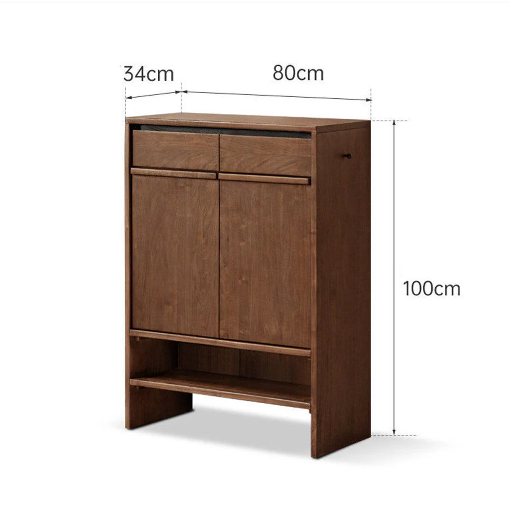Enna Natural Solid Walnut Shoe Cabinet - Image 12