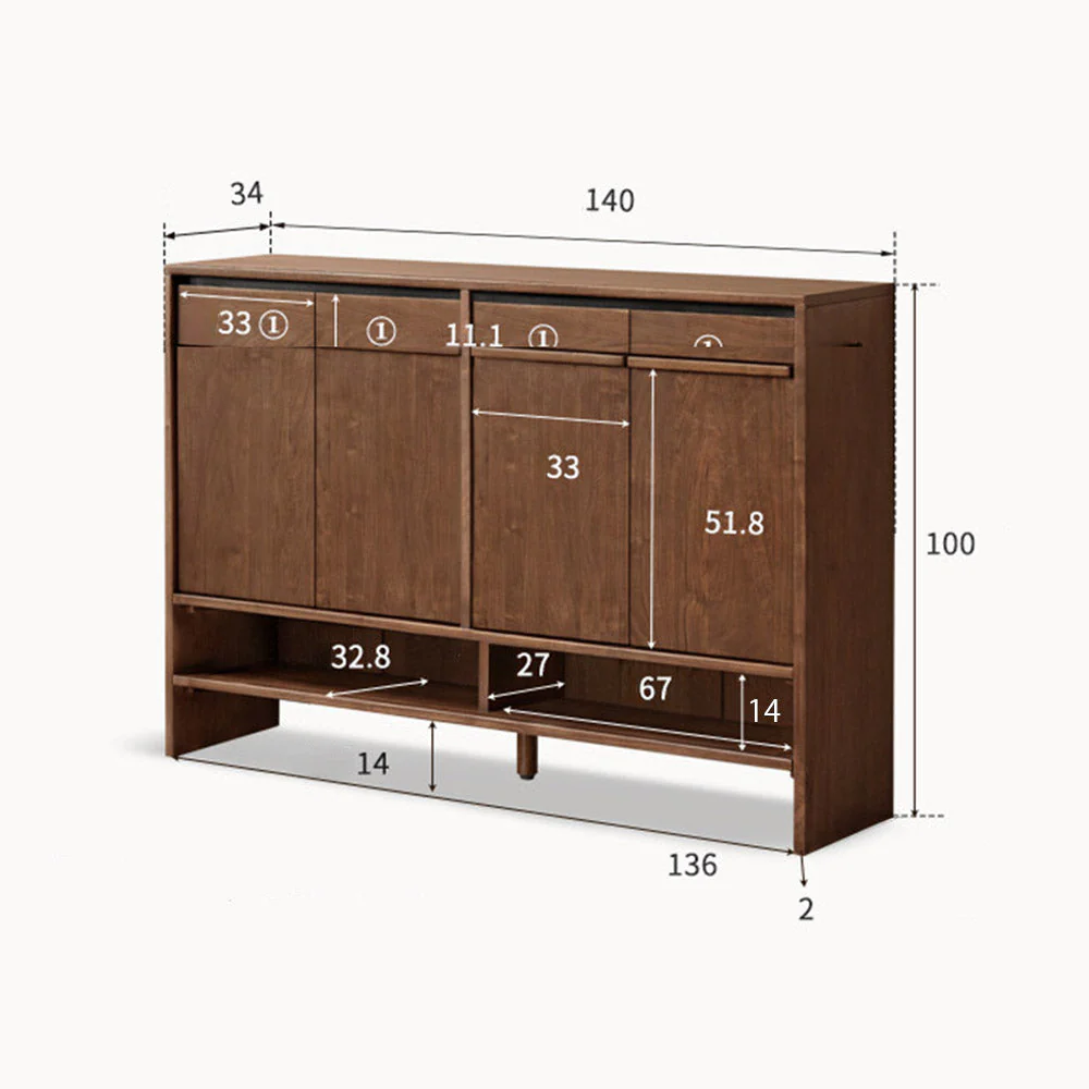 Enna Natural Solid Walnut Shoe Cabinet - Image 15