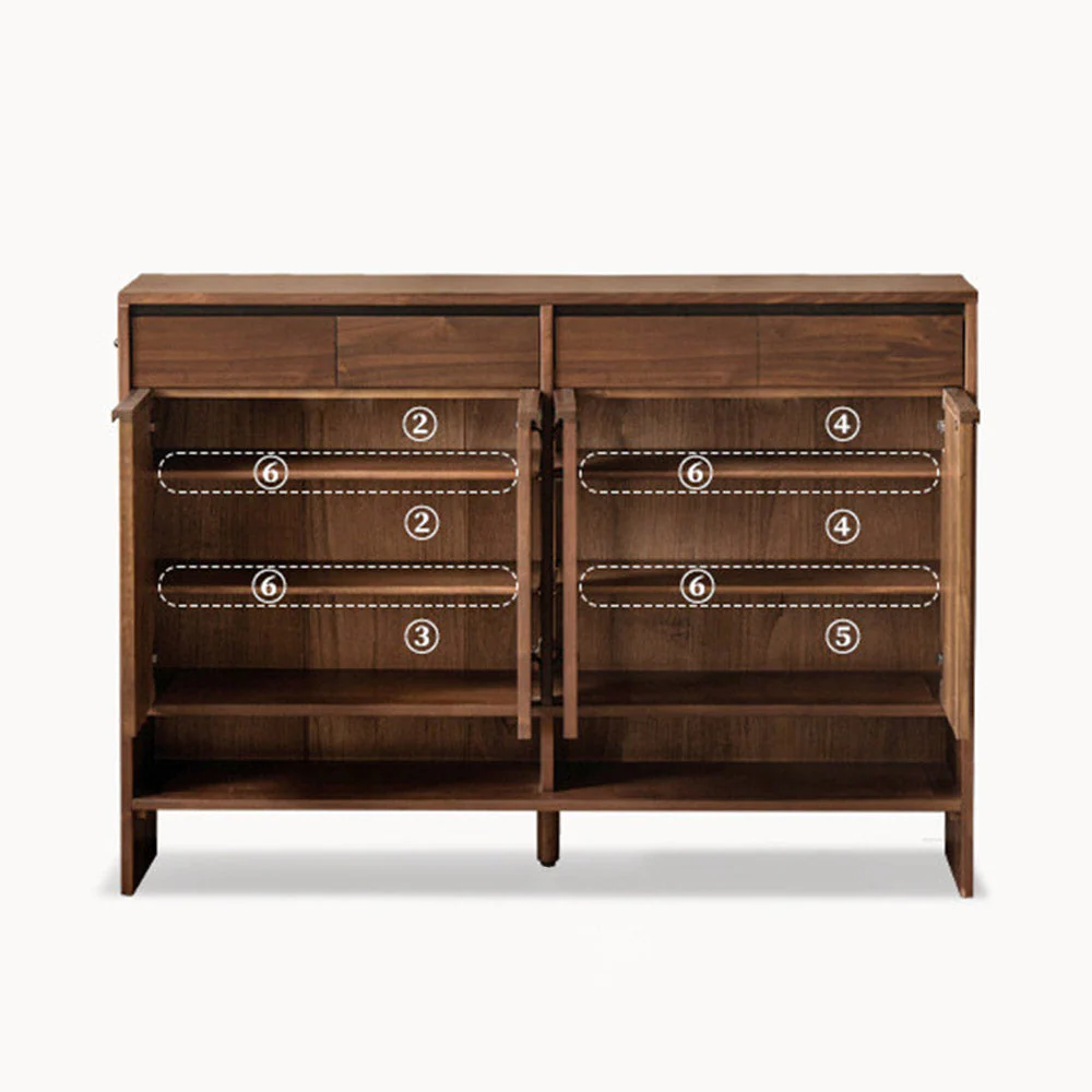 Enna Natural Solid Walnut Shoe Cabinet - Image 16