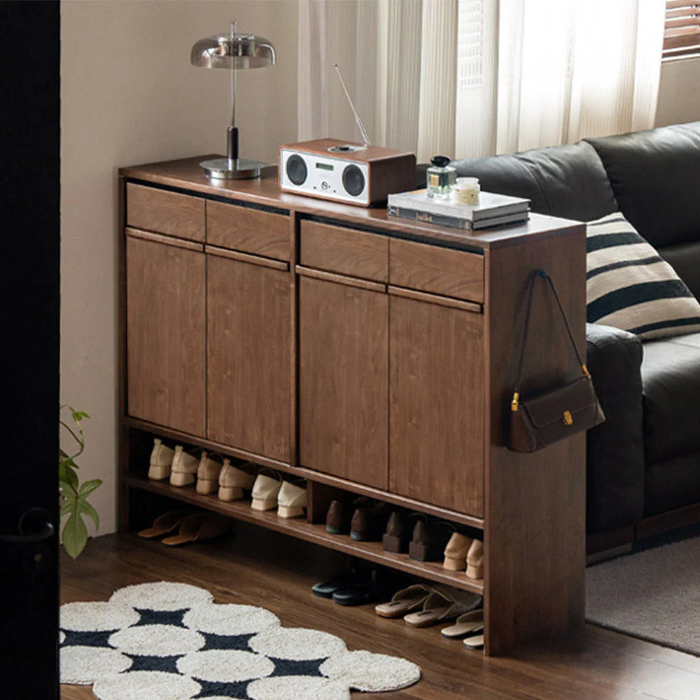 Enna Natural Solid Walnut Shoe Cabinet - Image 5