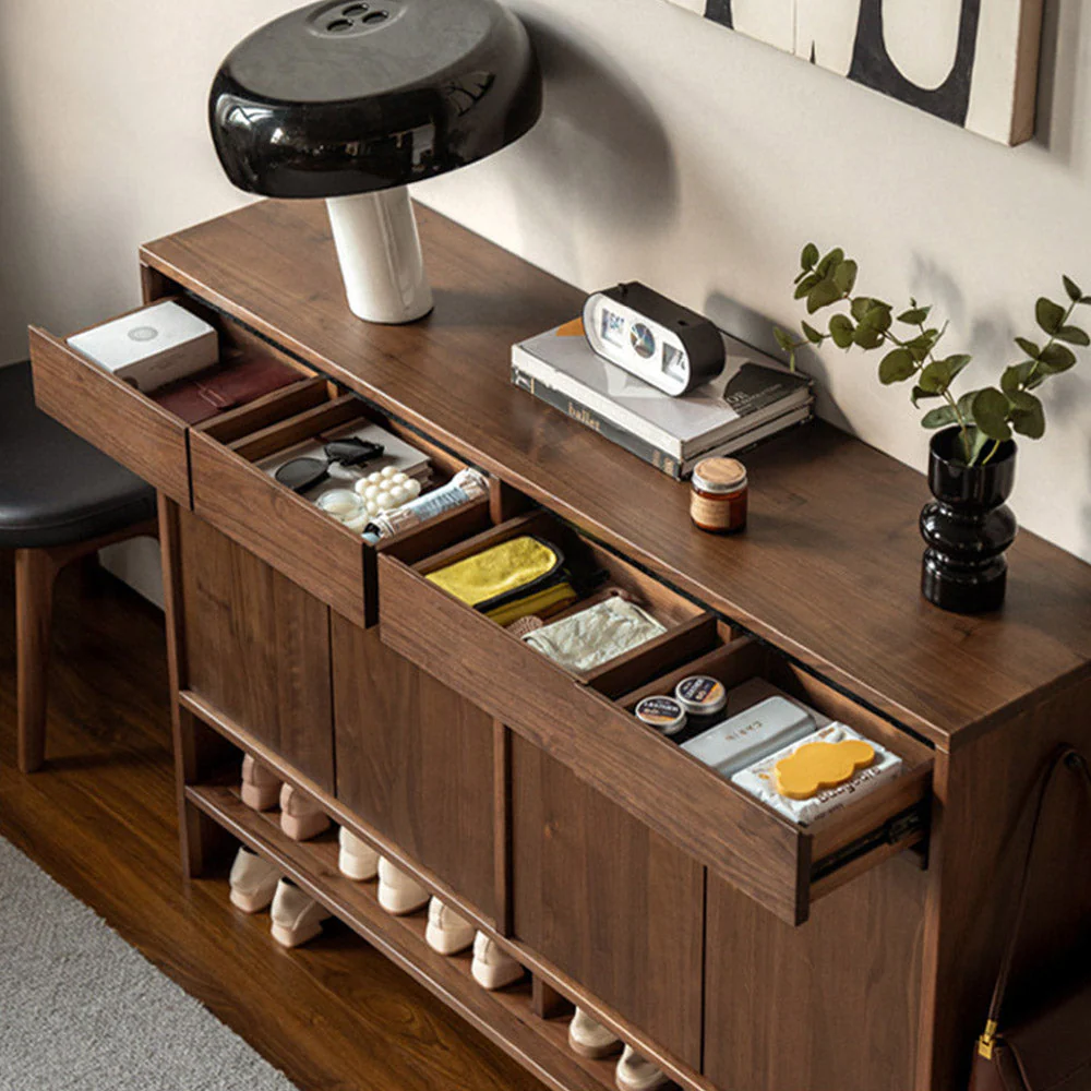 Enna Natural Solid Walnut Shoe Cabinet - Image 6