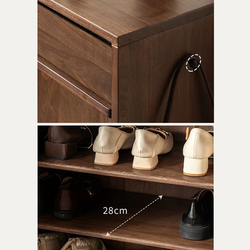 Enna Natural Solid Walnut Shoe Cabinet - Image 8