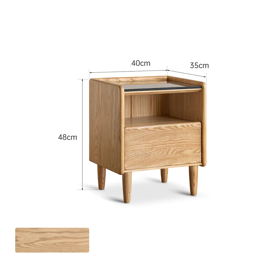 Felle Natural Solid Ash Bedside Table - Image 11
