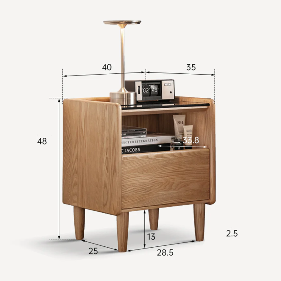 Felle Natural Solid Ash Bedside Table - Image 12