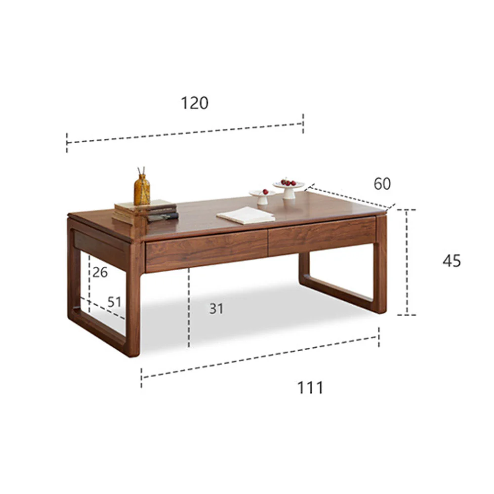 Formello Natural Solid Walnut Coffee Table - Image 12