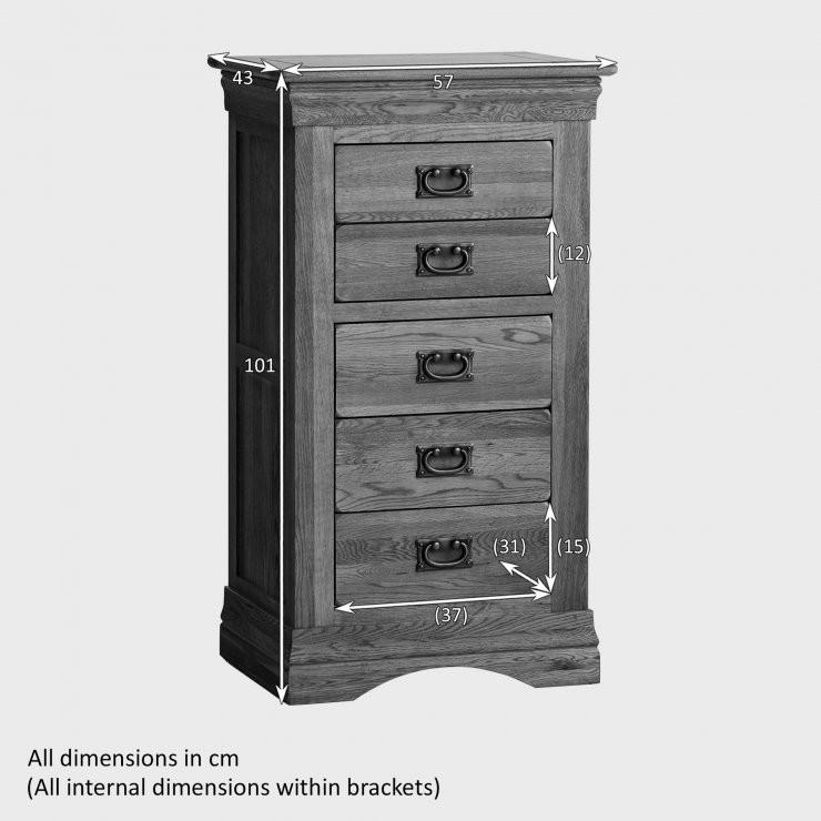French Rustic Solid Oak 5 Drawers Tallboy - Image 5