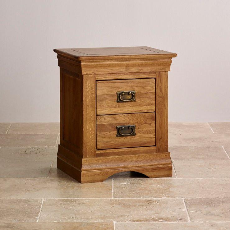 French Rustic Solid Oak Bedside Table - Image 3