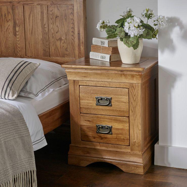 French Rustic Solid Oak Bedside Table - Image 6