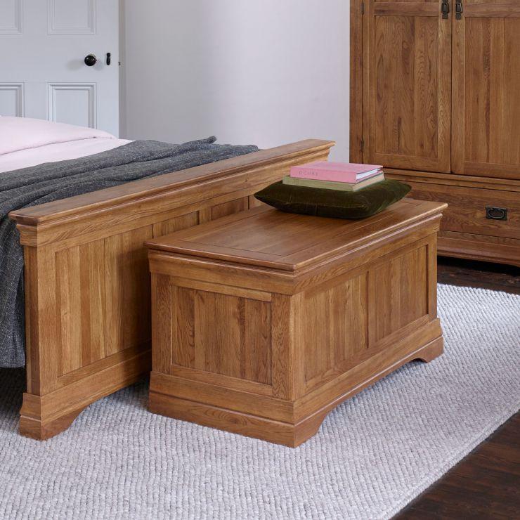 French Rustic Solid Oak Blanket Box - Image 4