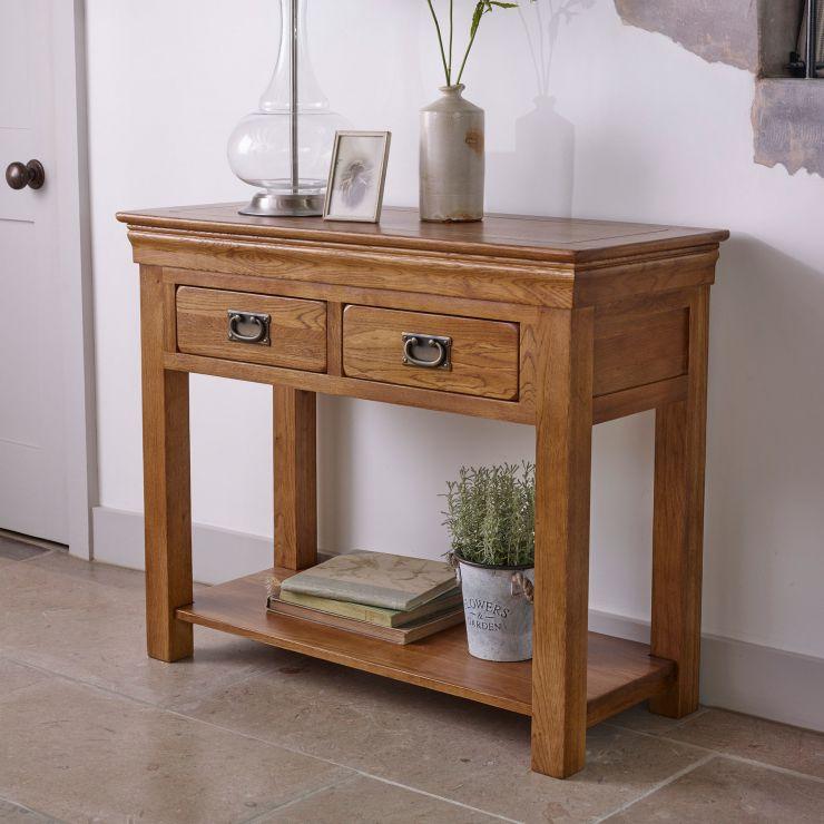 French Rustic Solid Oak Console Table - Image 6