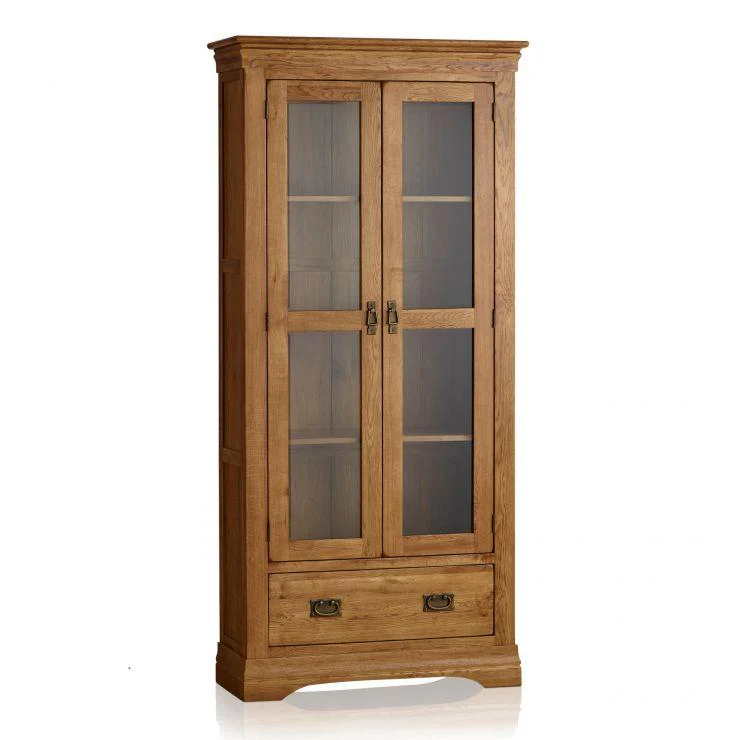 French Rustic Solid Oak Display Cabinet - Image 3