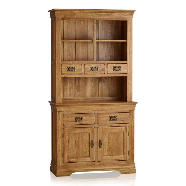 French Rustic Solid Oak Hutch Dresser - Image 2