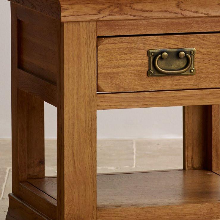French Rustic Solid Oak Side Table - Image 3