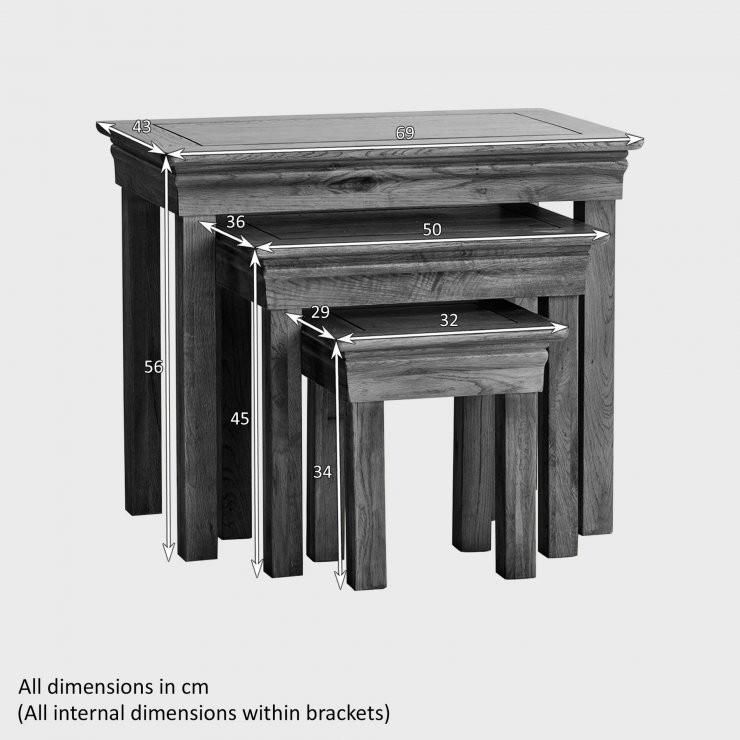 French Rustic Solid Oak Nest of Tables - Image 3