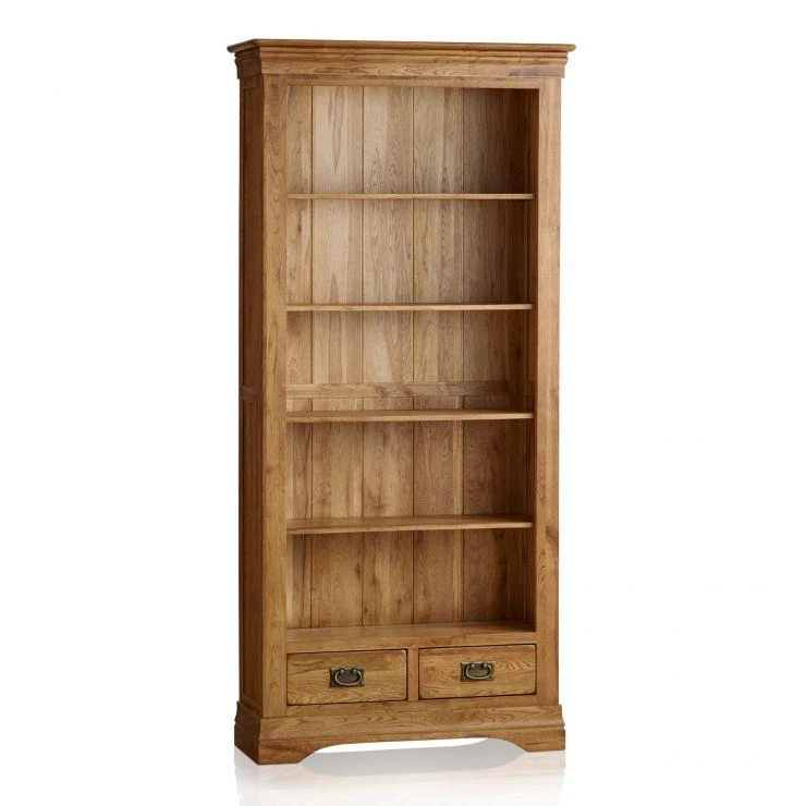 French Rustic Solid Oak Tall Bookcase - Image 3