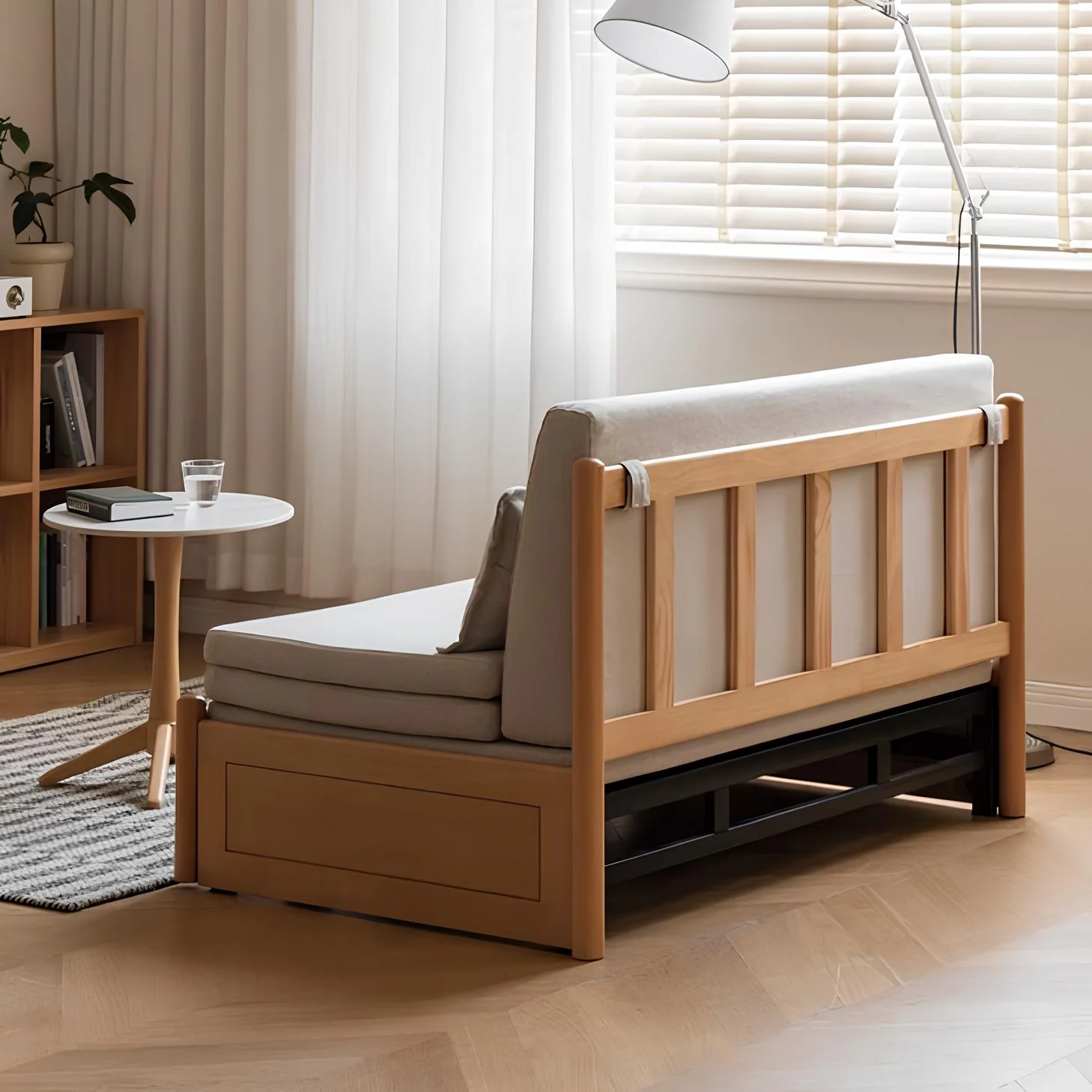 Futtsu Natural Solid Beech Sofa Bed - Image 3