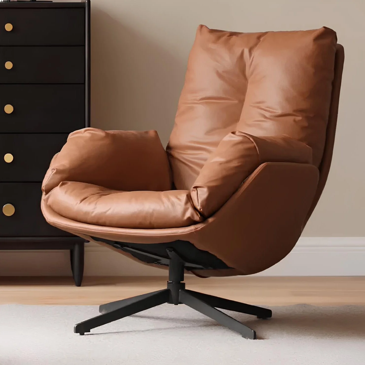 Genner Luxe Silicone Leather Swivel Leisure Chair Sofa