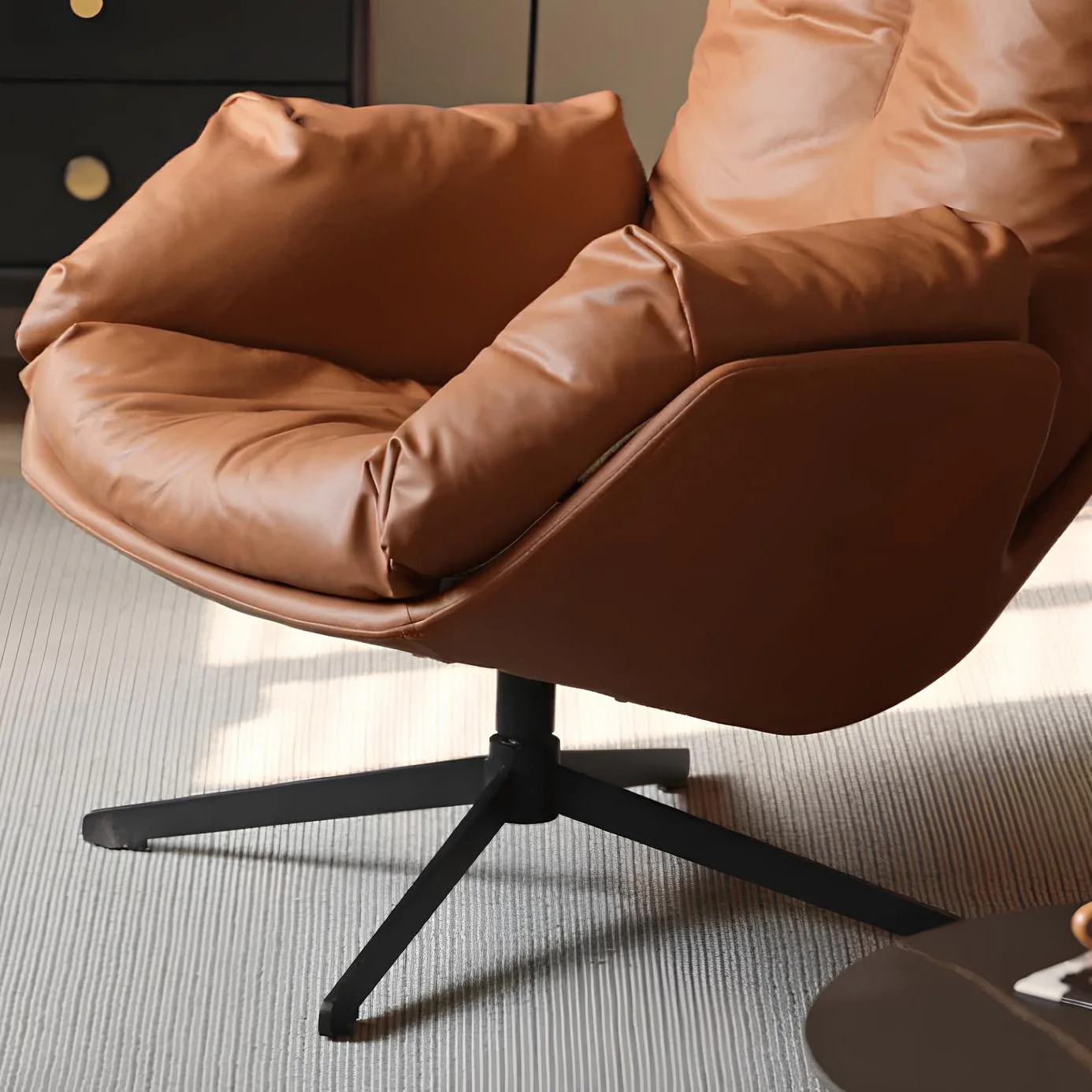 Genner Luxe Silicone Leather Swivel Leisure Chair Sofa - Image 12