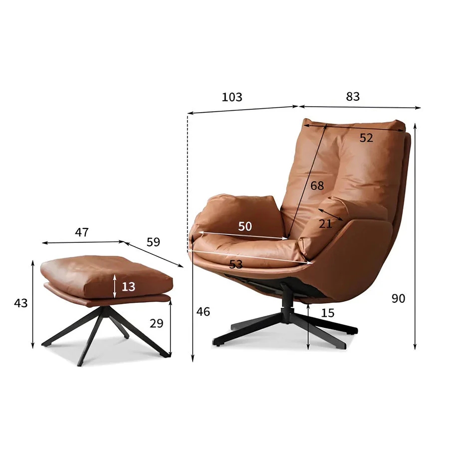 Genner Luxe Silicone Leather Swivel Leisure Chair Sofa - Image 16