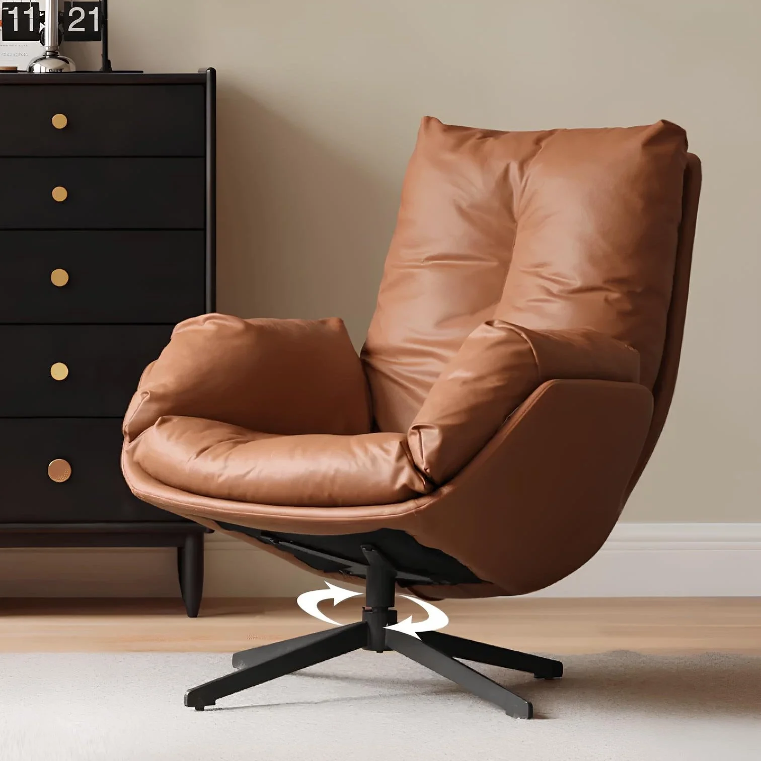 Genner Luxe Silicone Leather Swivel Leisure Chair Sofa - Image 3