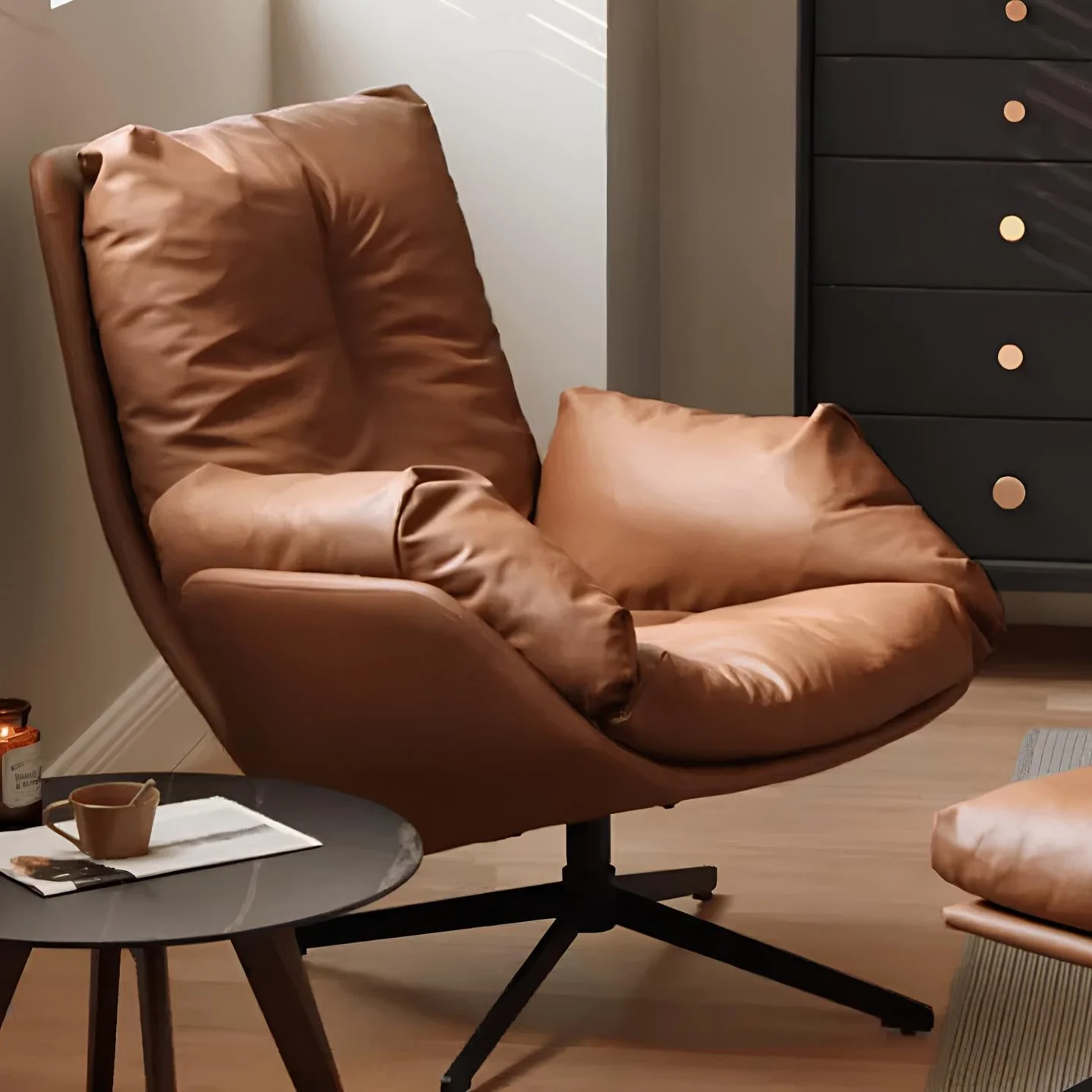 Genner Luxe Silicone Leather Swivel Leisure Chair Sofa - Image 4