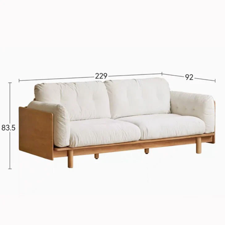 Hamburg Design Natural Solid Rubberwood Sofa - Image 10