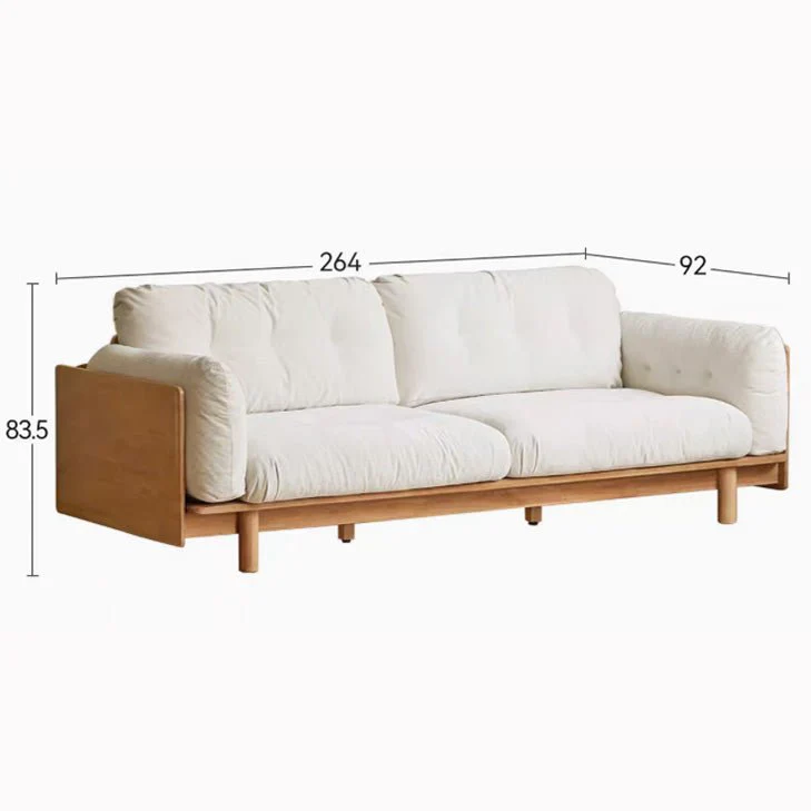 Hamburg Design Natural Solid Rubberwood Sofa - Image 11