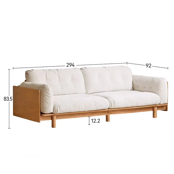 Hamburg Design Natural Solid Rubberwood Sofa - Image 12