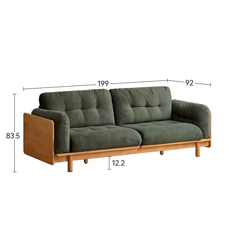 Hamburg Design Natural Solid Rubberwood Sofa - Image 13
