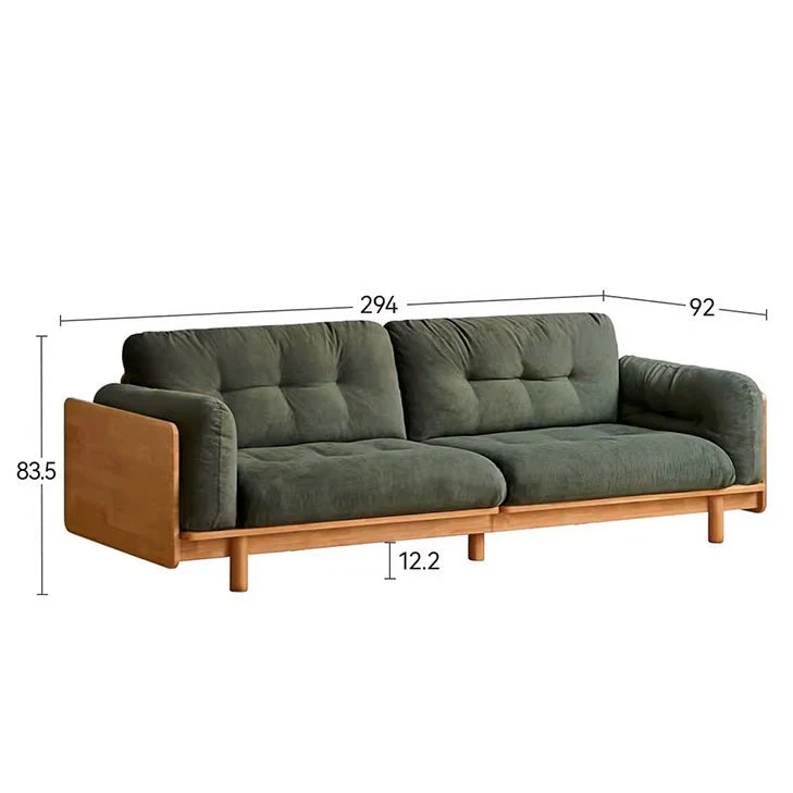 Hamburg Design Natural Solid Rubberwood Sofa - Image 16