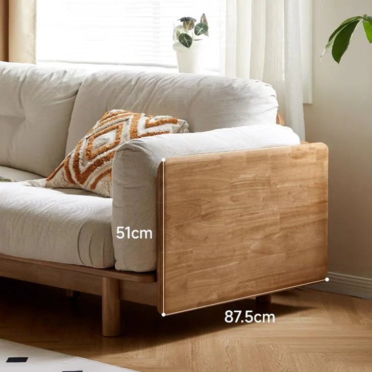 Hamburg Design Natural Solid Rubberwood Sofa - Image 4