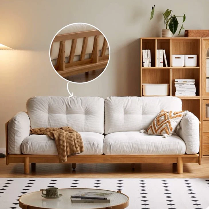 Hamburg Design Natural Solid Rubberwood Sofa - Image 5