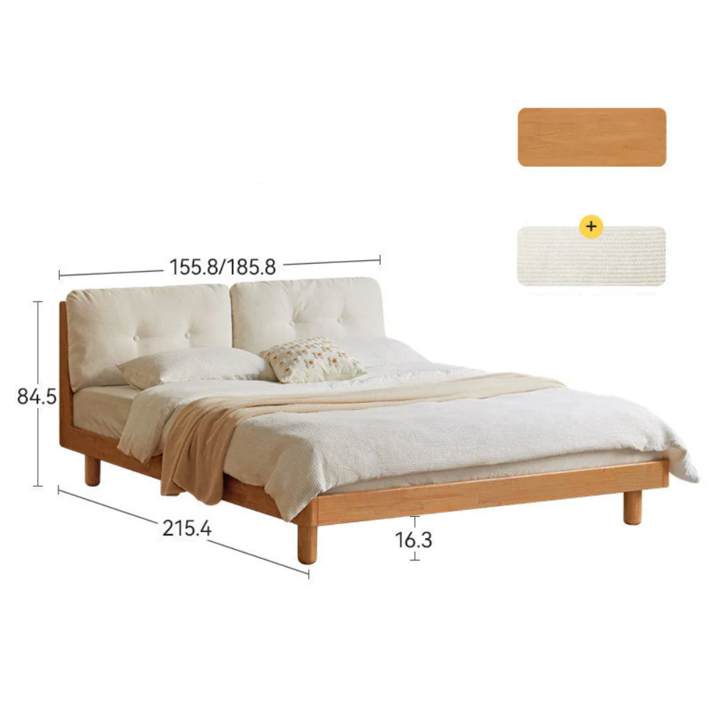 Hamburg Natural Solid Rubber Wood Bed Frame - Image 12