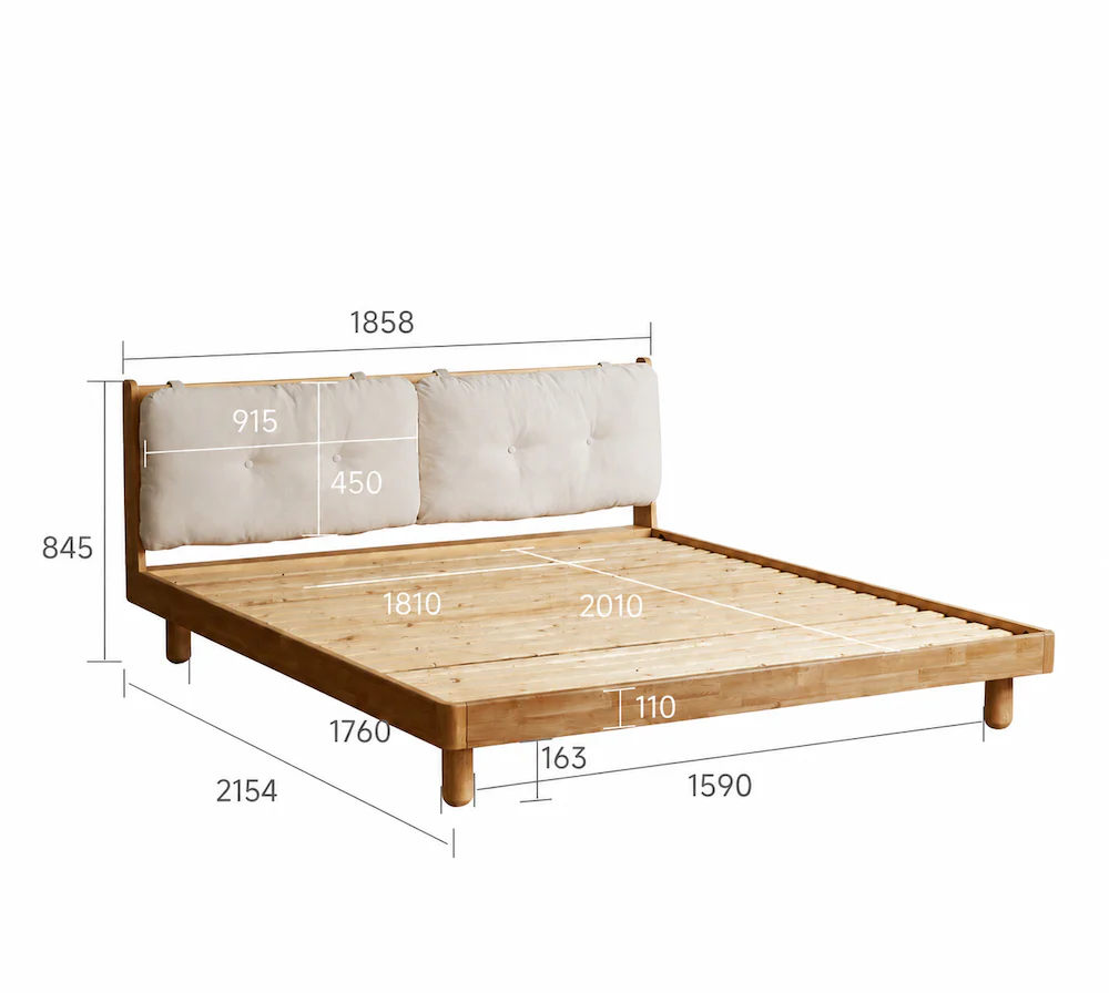 Hamburg Natural Solid Rubber Wood Bed Frame - Image 13