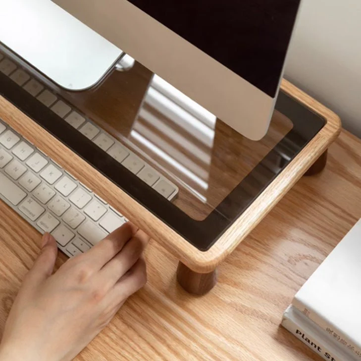 Hanko Solid Oak Desk Monitor Shelve - Image 4