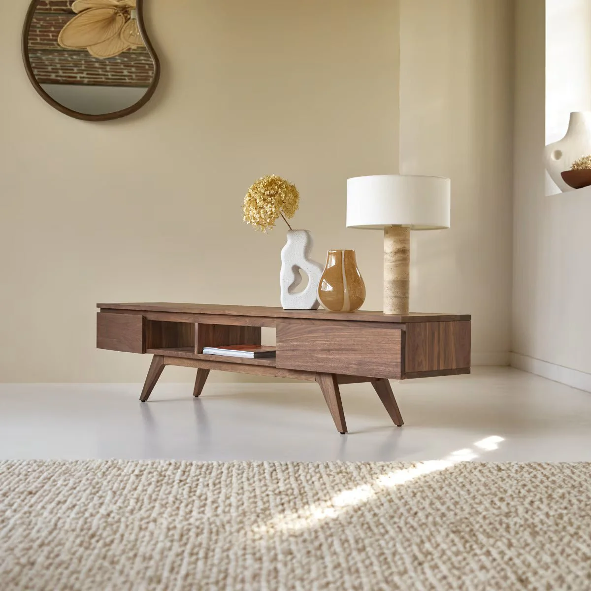 Hessen Natural Solid Walnut Entertainment Unit - Image 2