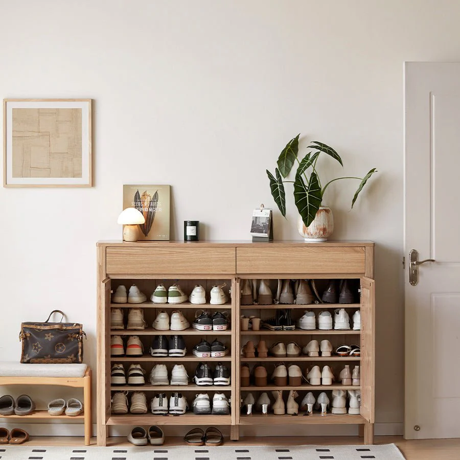 Humbie Natural Solid Ash Shoe Cabinet - Image 3