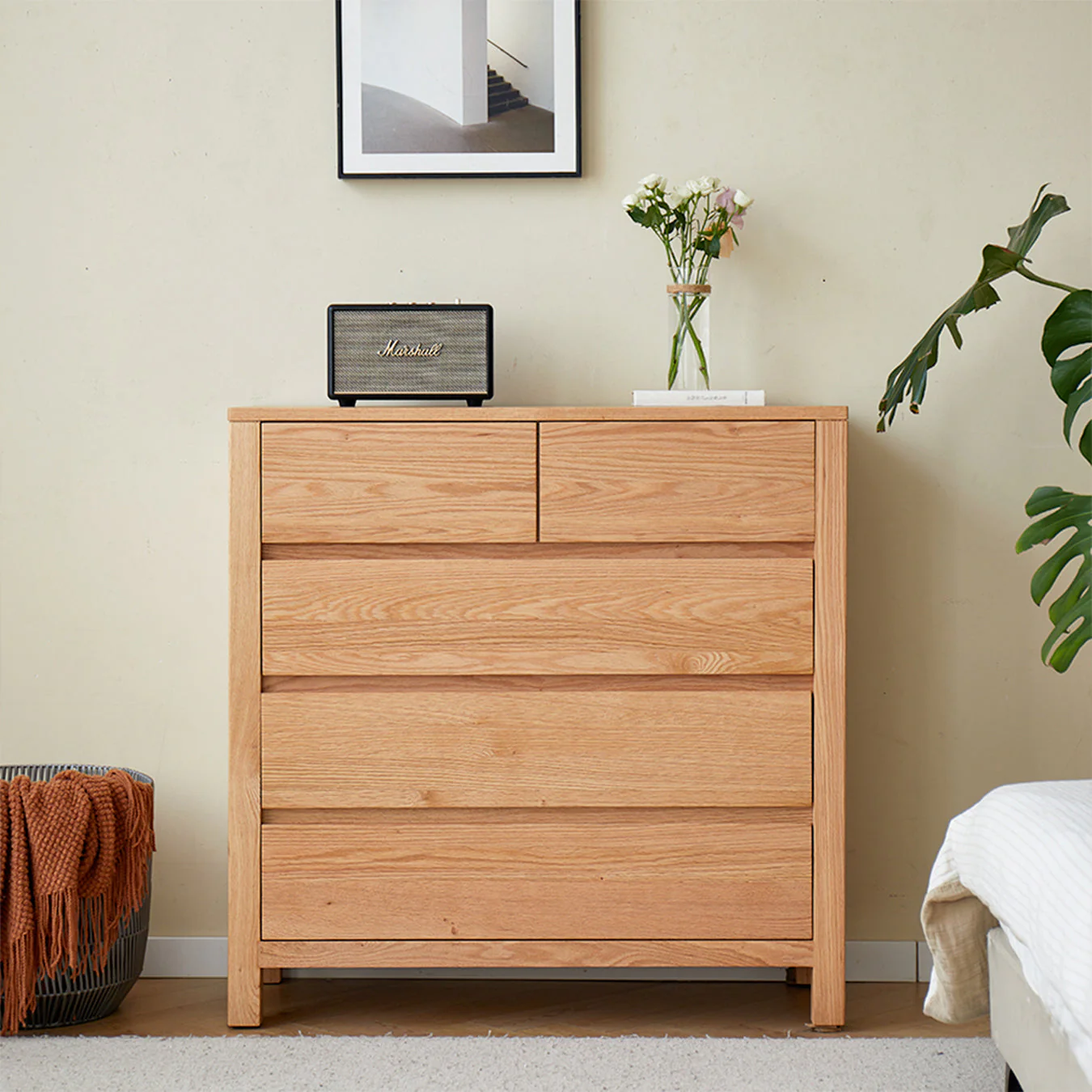 Humbie Natural Solid Oak 2+3 Chest Drawers - Image 2