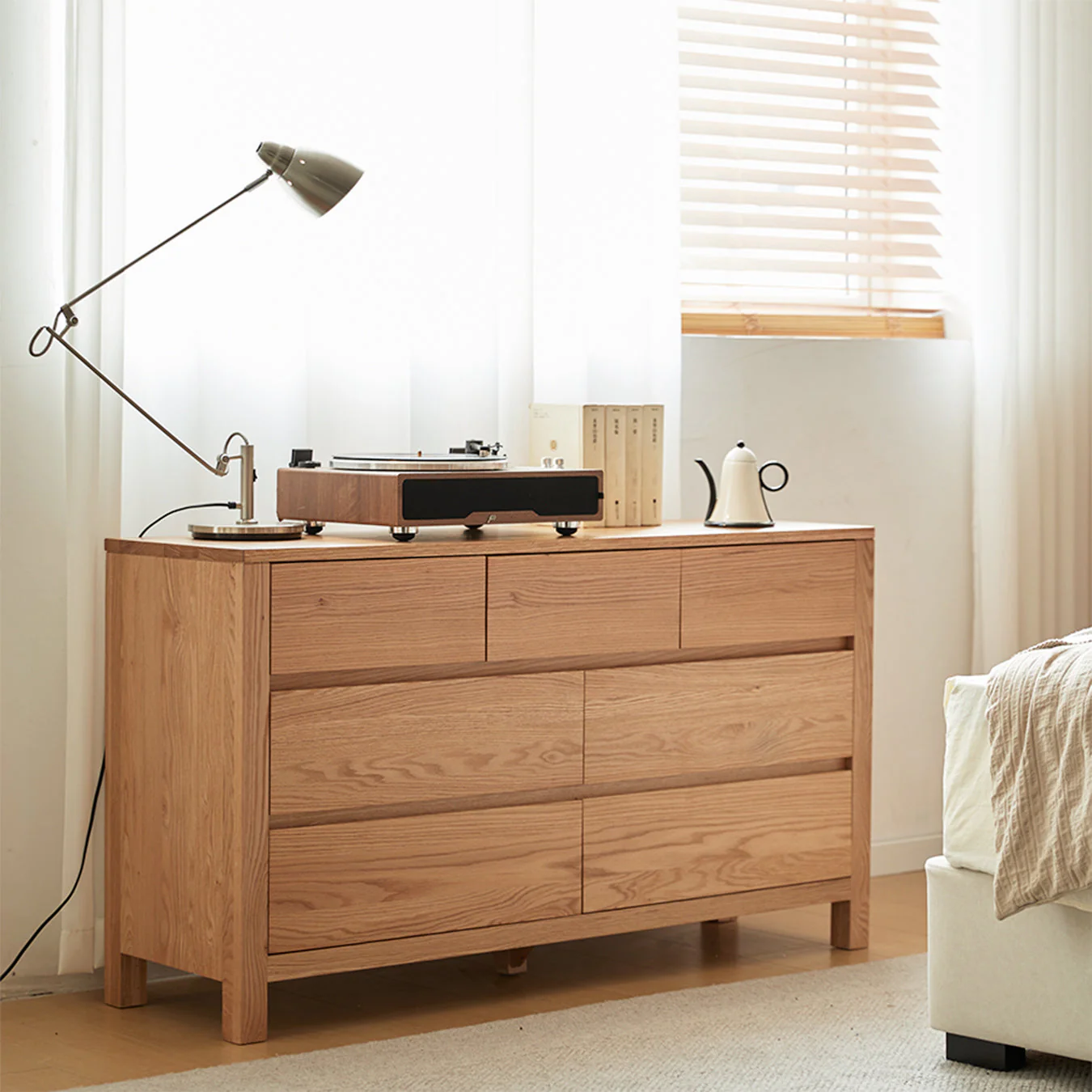 Humbie Natural Solid Oak 3+4 Chest of Drawers - Image 3
