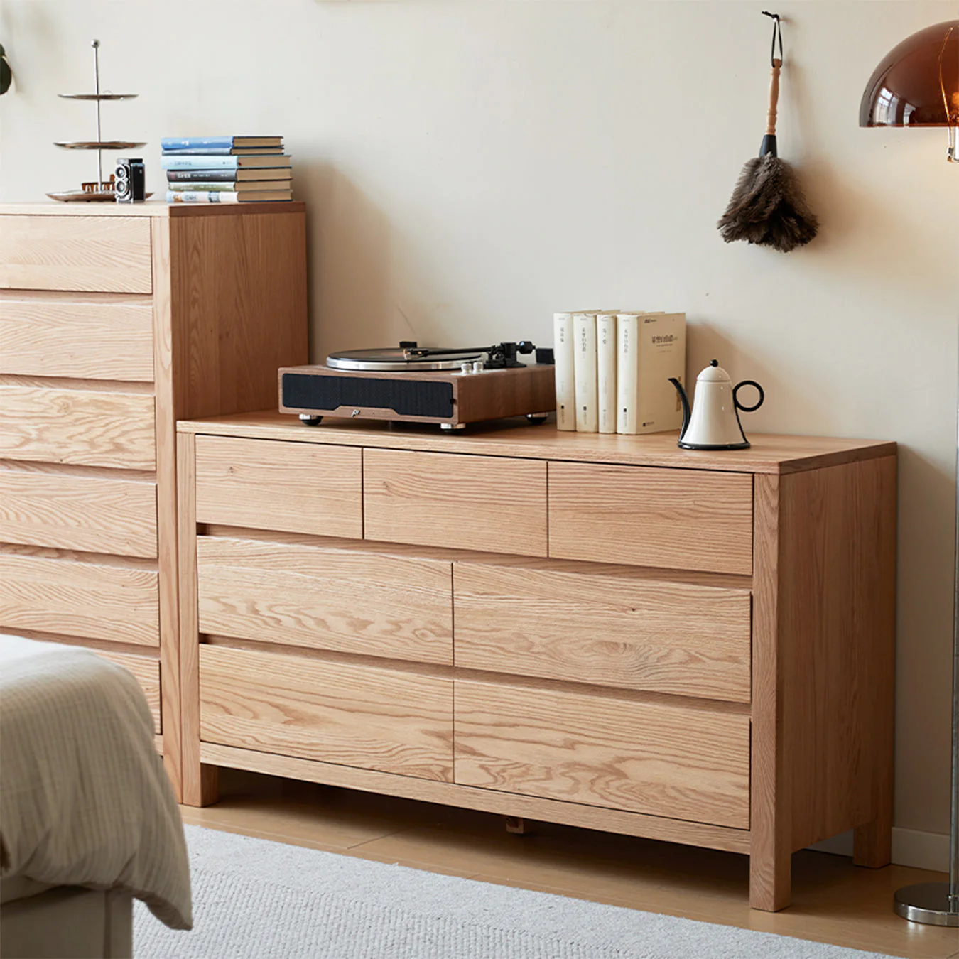 Humbie Natural Solid Oak 3+4 Chest of Drawers - Image 5