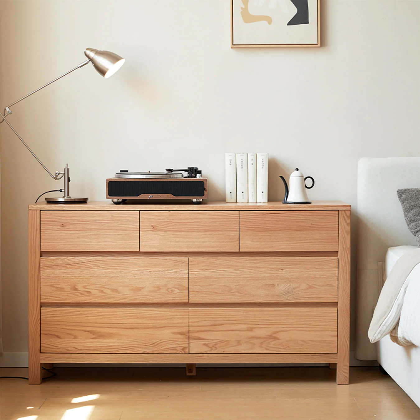 Humbie Natural Solid Oak 3+4 Chest of Drawers - Image 7