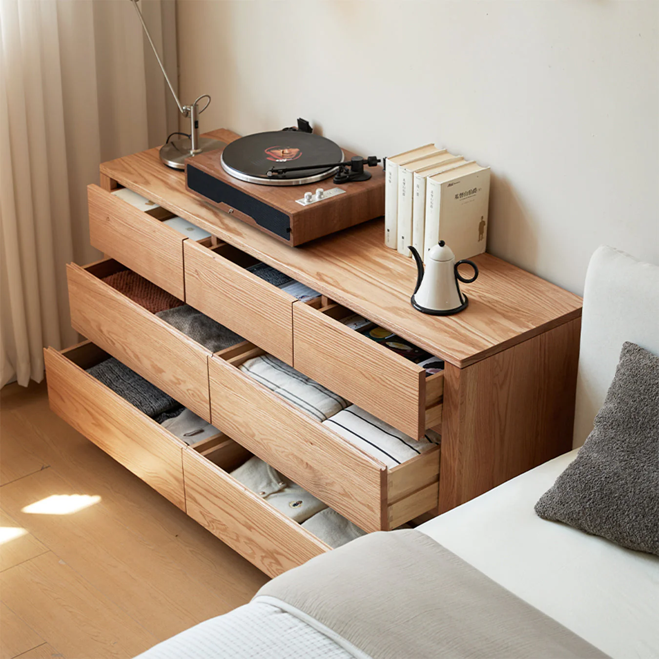 Humbie Natural Solid Oak 3+4 Chest of Drawers - Image 8