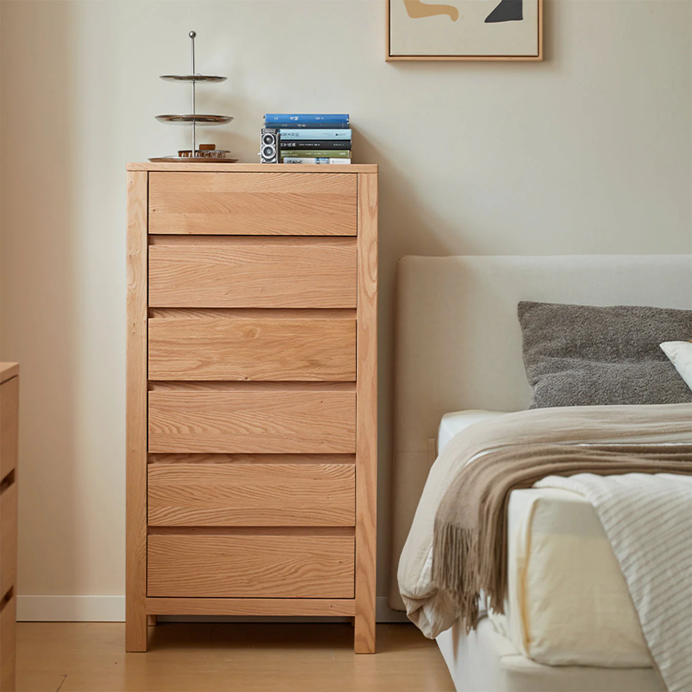 Humbie Natural Solid Oak 6 Drawers Tall Boy - Image 2